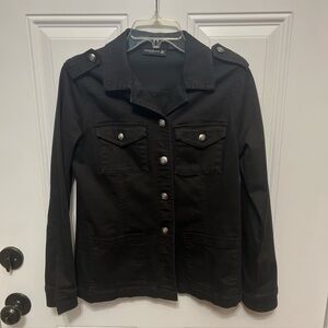 Susan Graver Black Utility Denim Jacket XXS